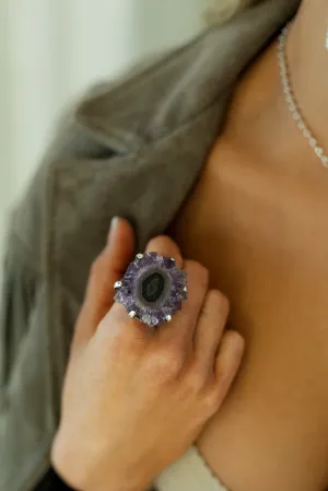 Crystal Vision Amethyst Stalactite Sterling Silver Ring