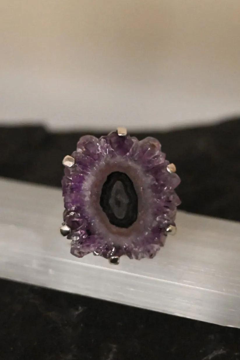 Crystal Vision Amethyst Stalactite Sterling Silver Ring