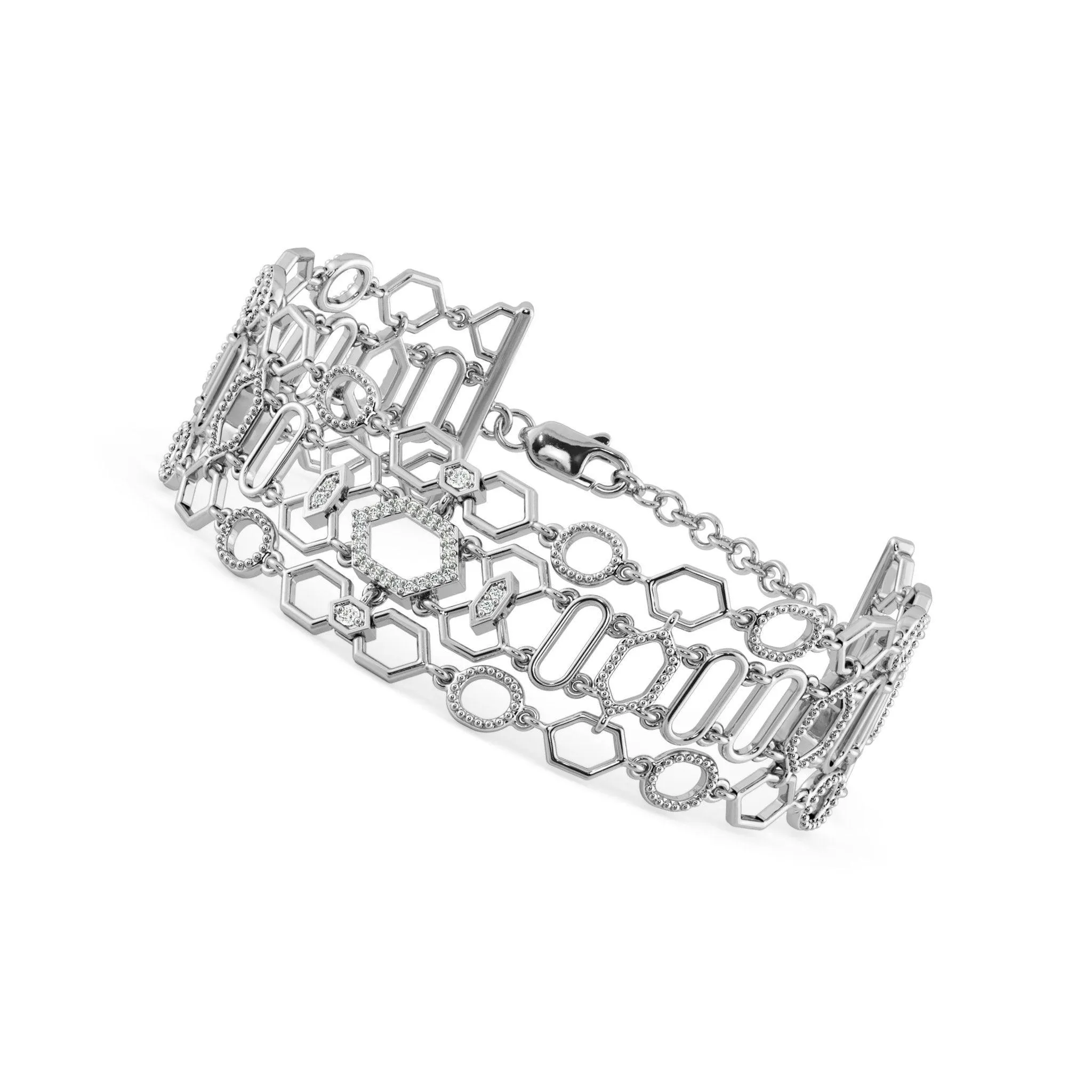 Cuff Bracelet 14k Solid White Gold Handmade, Cuff Bracelet, Gold Bracelet, Diamond Bracelet, Designer Bracelet
