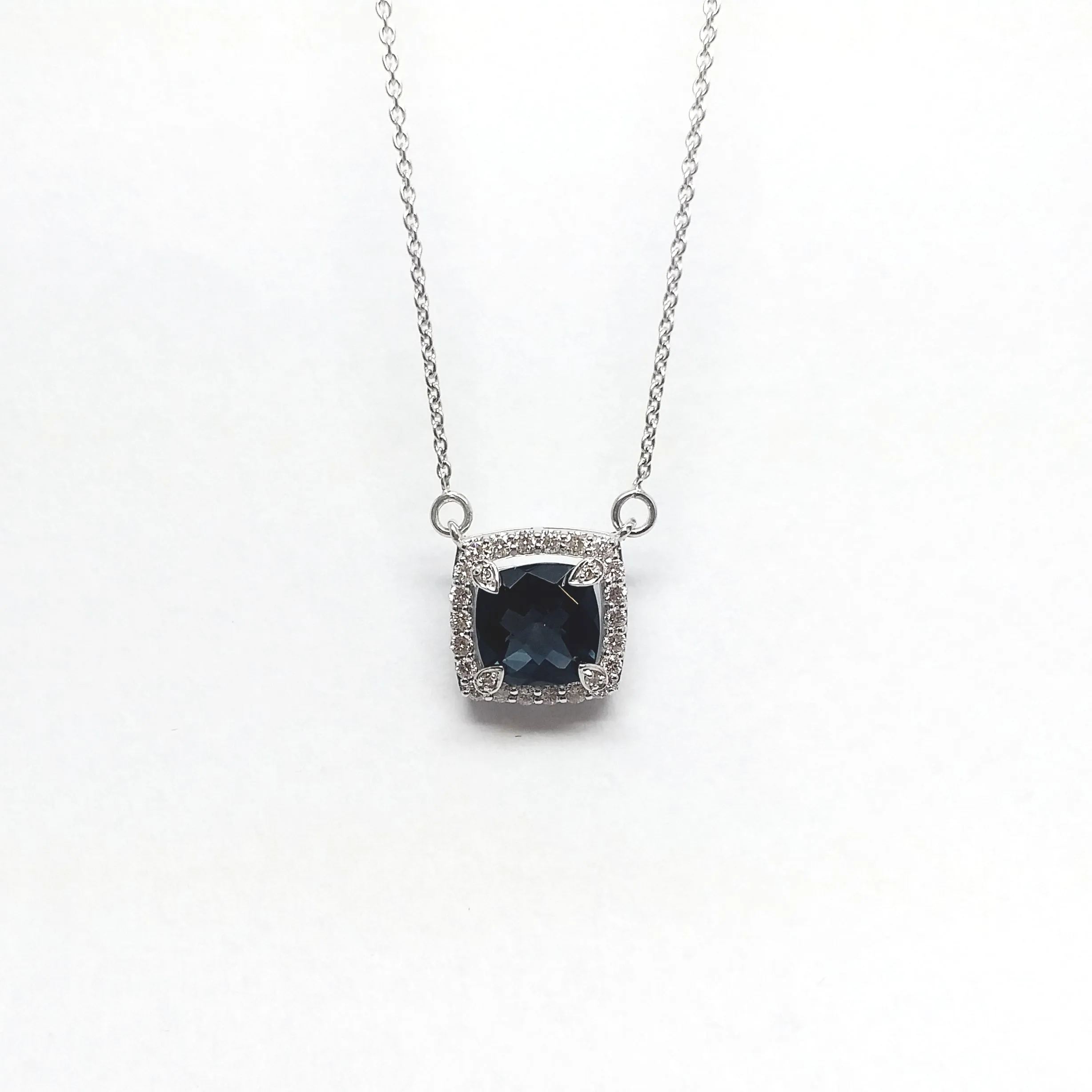 Cushion Cut London topaz and Diamond Pendant AD NO: 2072
