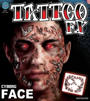 Cyborg Fake Temporary Face Tattoo Halloween Costume Makeup
