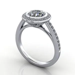 Daria Bezel-Set Halo Engagement Ring (setting only)