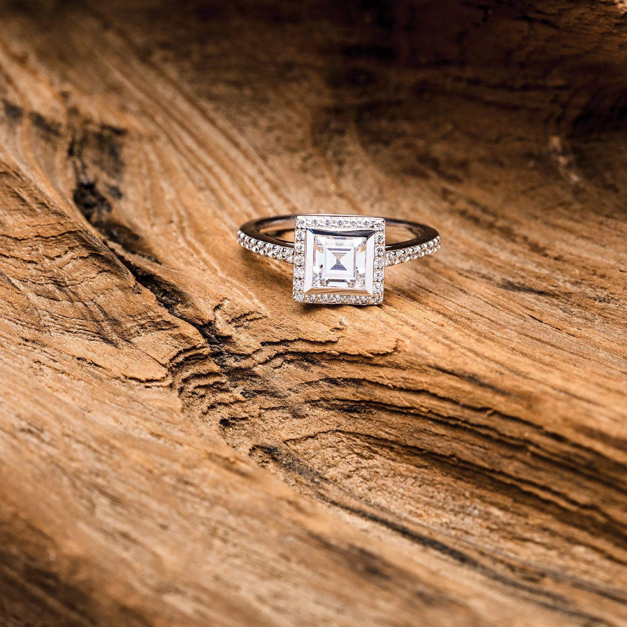 Daria Bezel-Set Halo Engagement Ring (setting only)