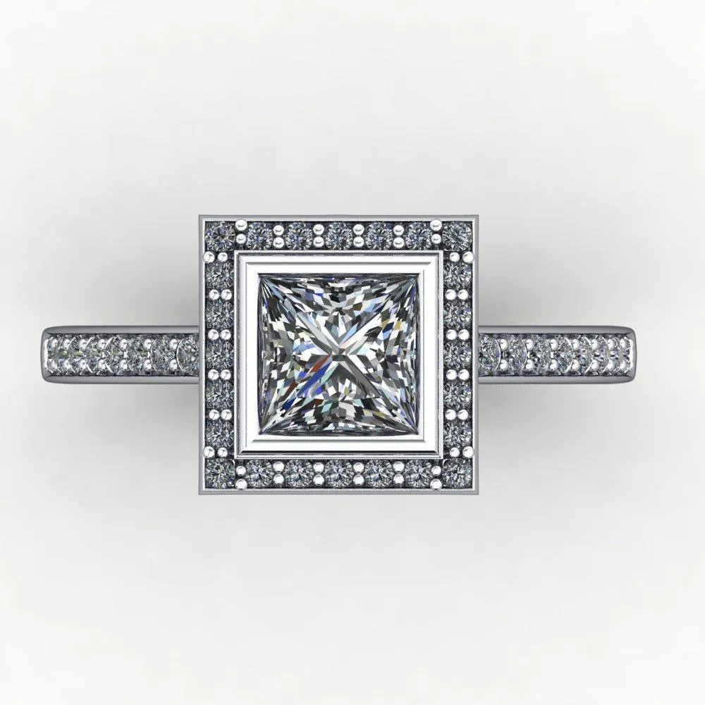 Daria Bezel-Set Halo Engagement Ring (setting only)