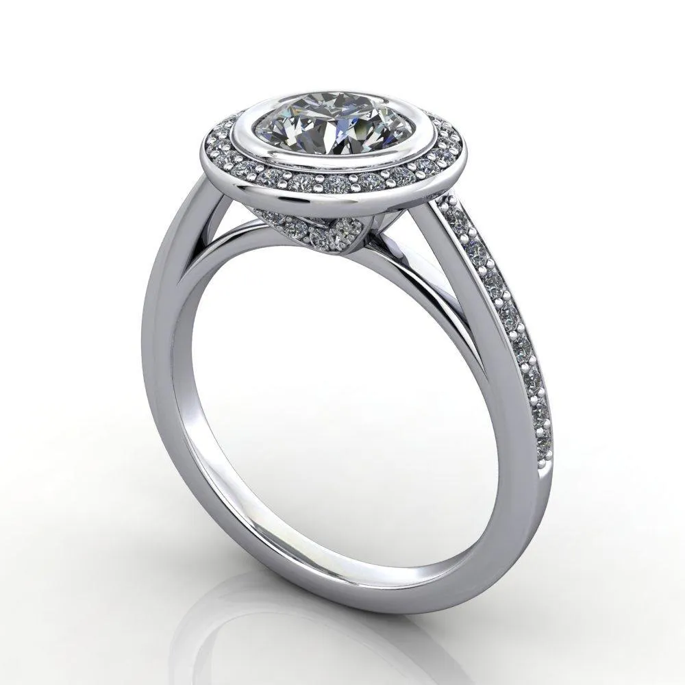 Daria Bezel-Set Halo Engagement Ring (setting only)