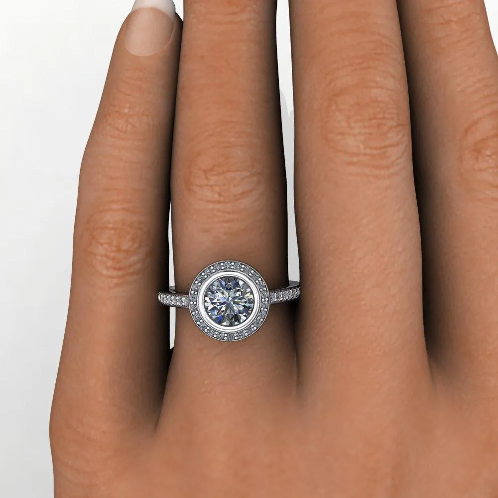 Daria Bezel-Set Halo Engagement Ring (setting only)