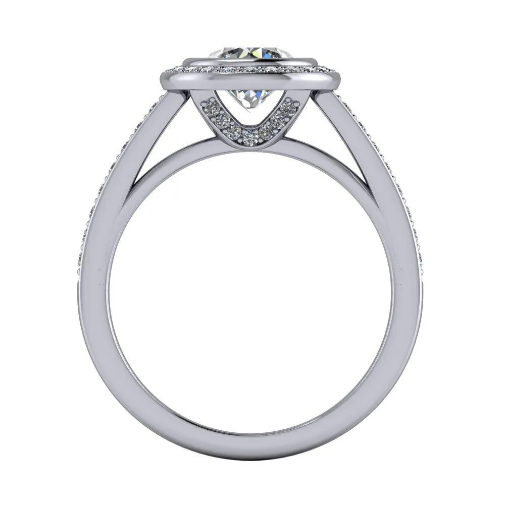Daria Bezel-Set Halo Engagement Ring (setting only)