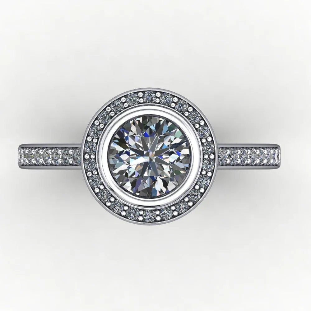 Daria Bezel-Set Halo Engagement Ring (setting only)
