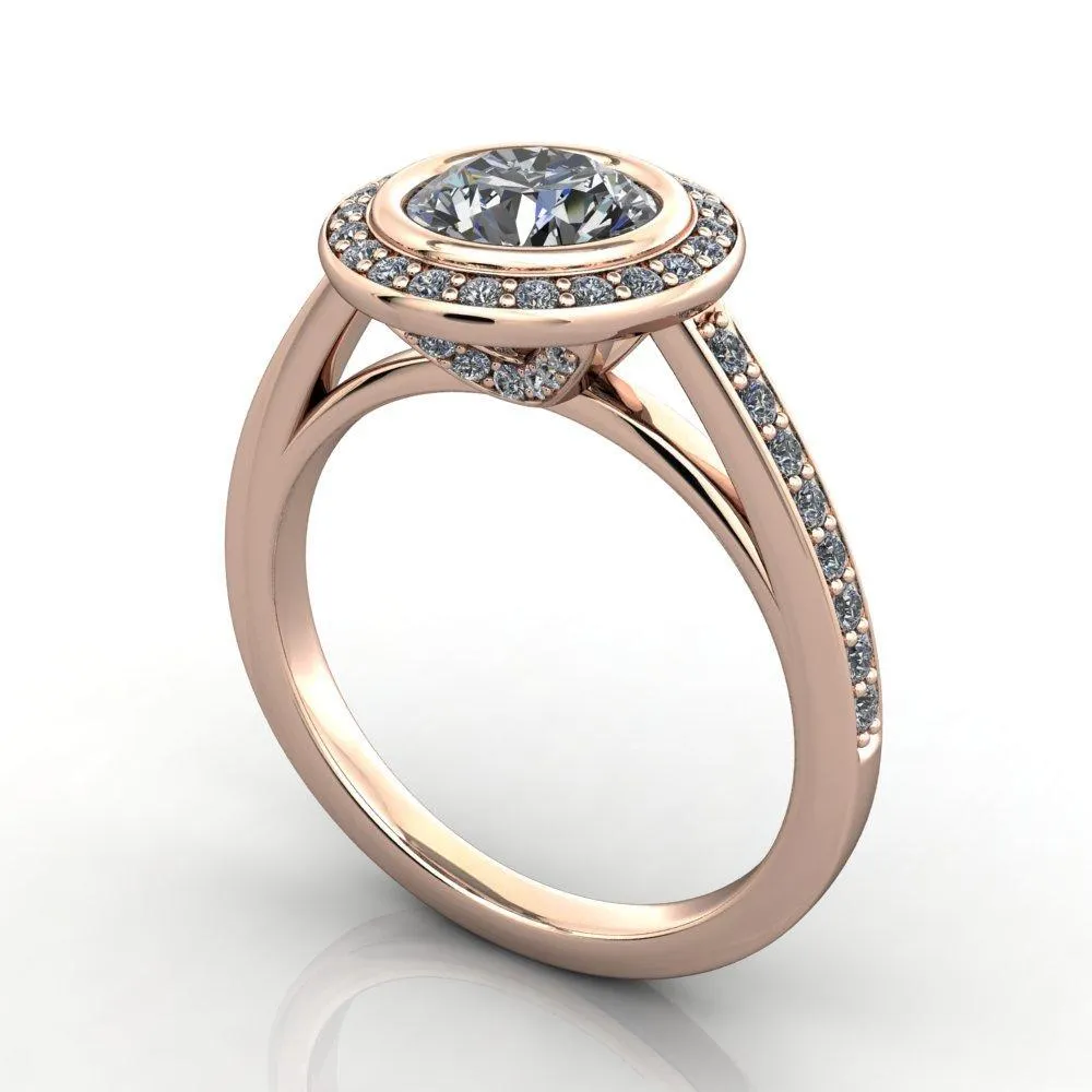 Daria Bezel-Set Halo Engagement Ring (setting only)