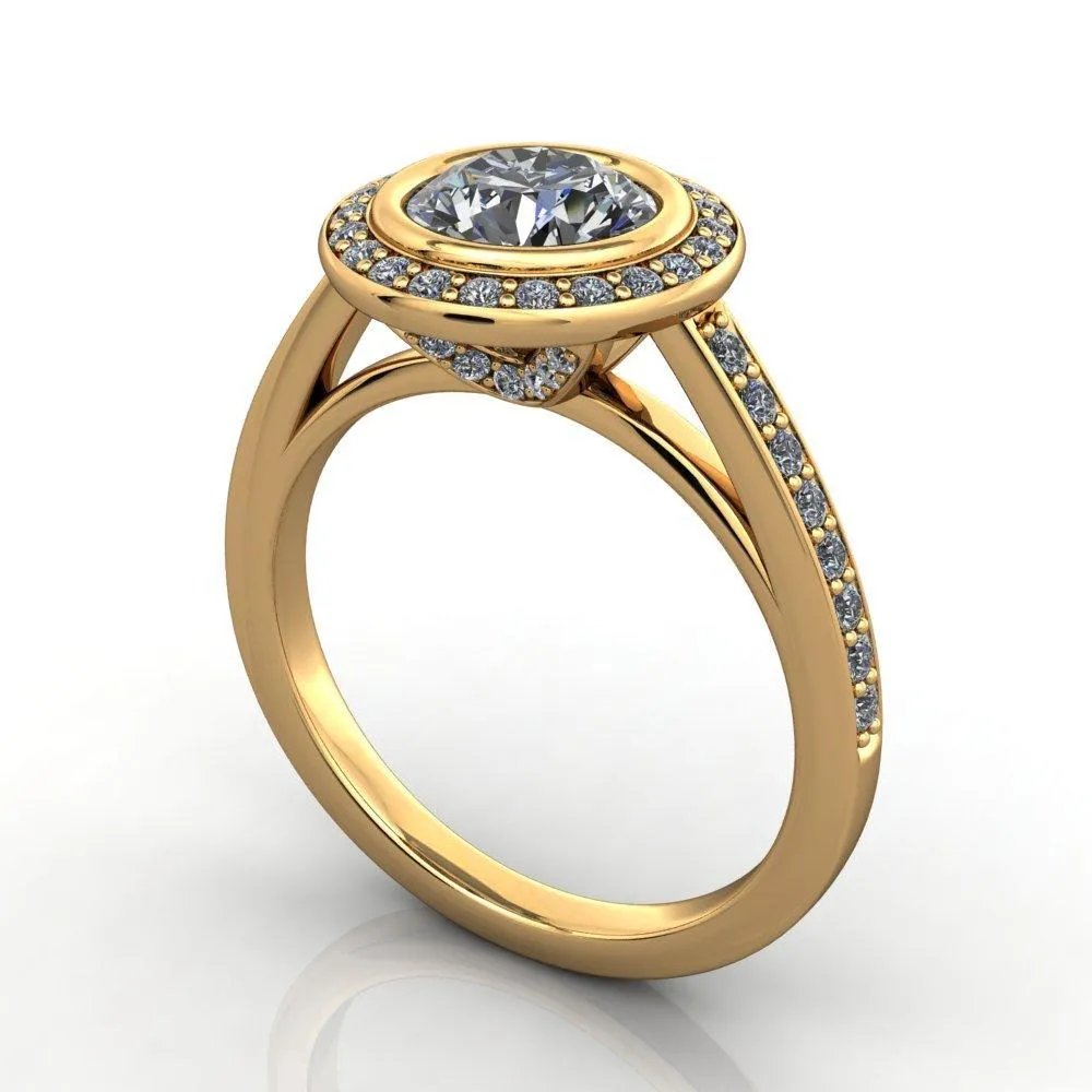 Daria Bezel-Set Halo Engagement Ring (setting only)
