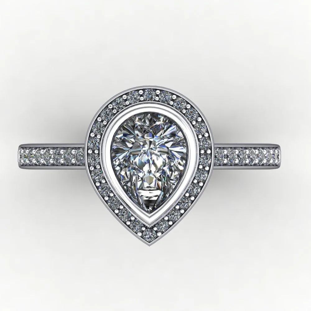 Daria Bezel-Set Halo Engagement Ring (setting only)