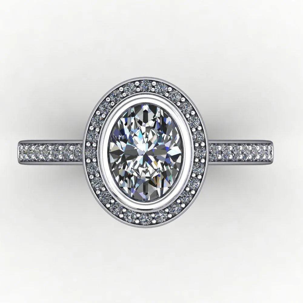 Daria Bezel-Set Halo Engagement Ring (setting only)