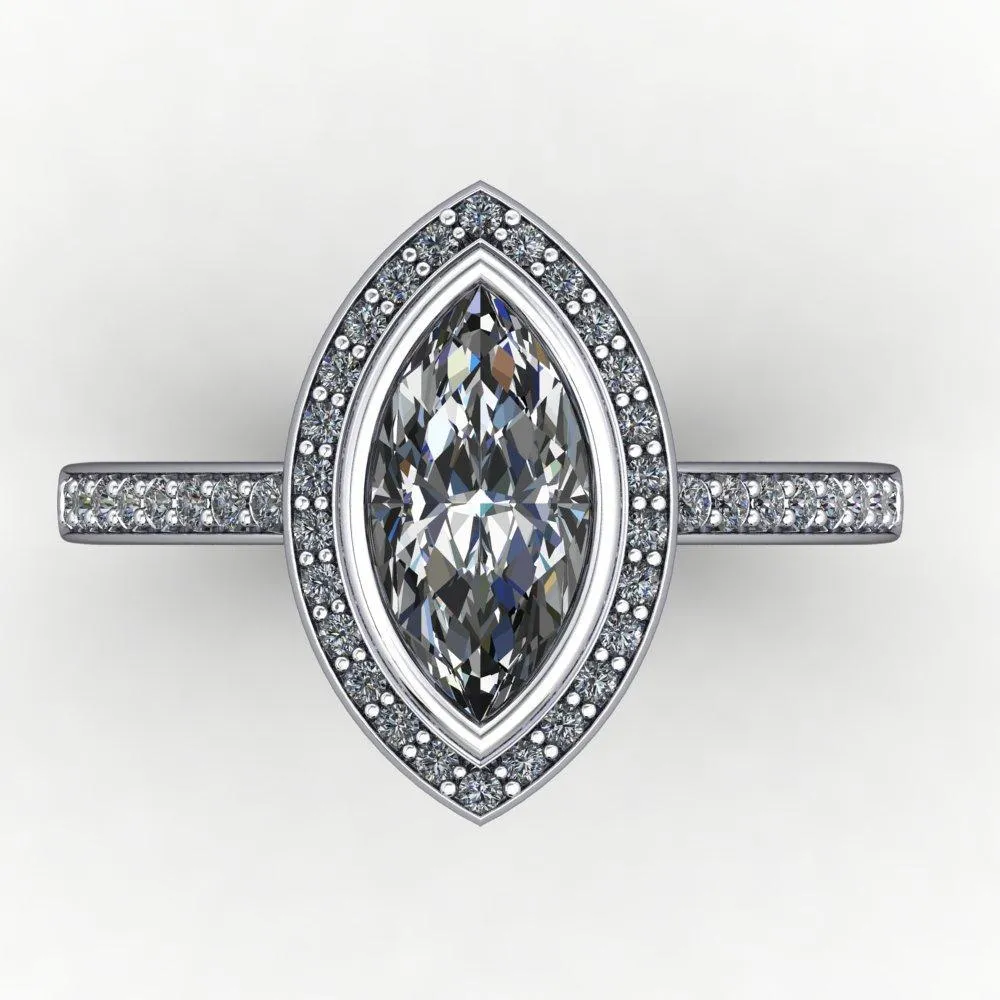 Daria Bezel-Set Halo Engagement Ring (setting only)