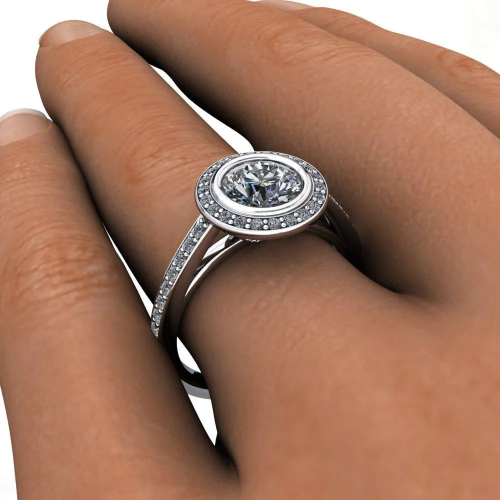 Daria Bezel-Set Halo Engagement Ring (setting only)