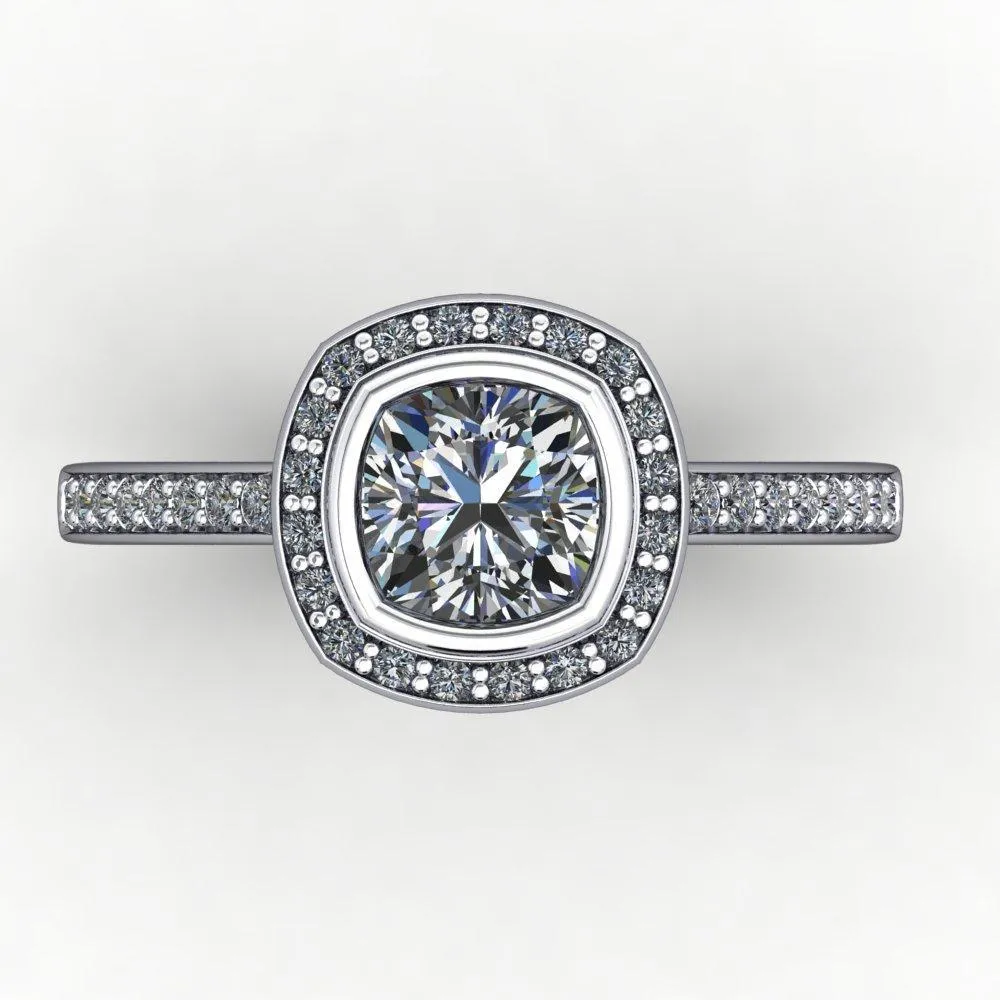 Daria Bezel-Set Halo Engagement Ring (setting only)
