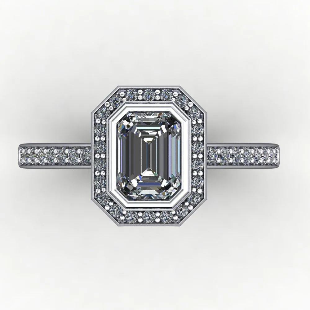Daria Bezel-Set Halo Engagement Ring (setting only)