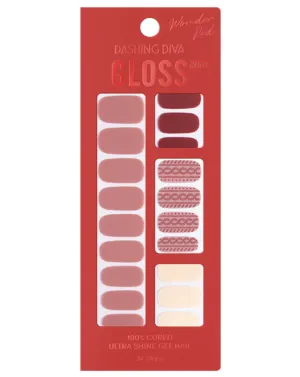 Dashing Diva (Wonder Red) Gloss Gel Nail Sticker - Cable Knit Matte