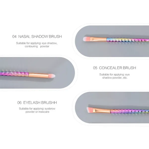 Dazzling Electroplated Series Makeup Brush Set (Price For 1 Set)