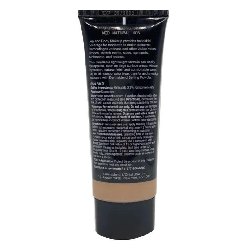 Dermablend Leg and Body Makeup Foundation 3.4 oz - 40N Medium Natural