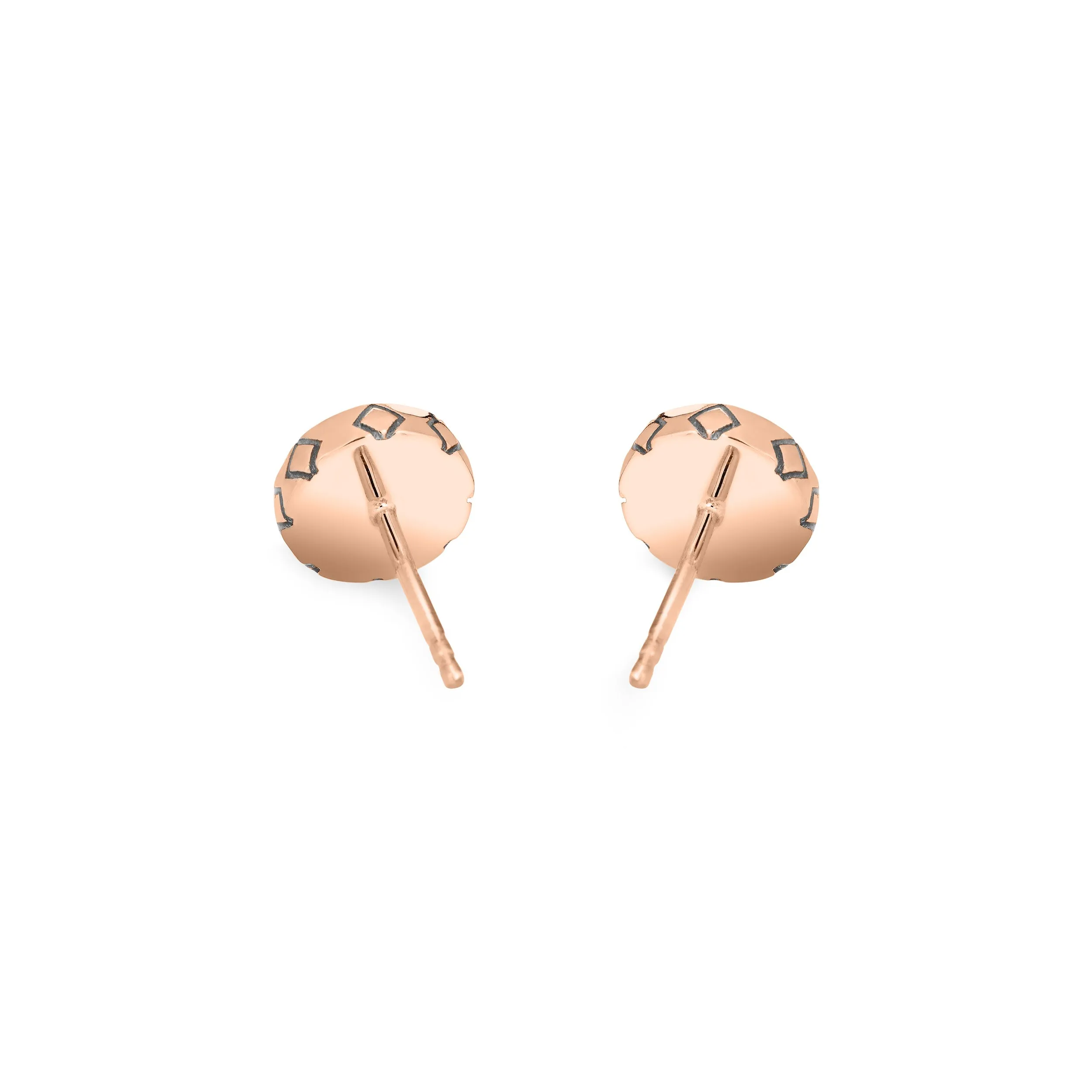 Detailed Circle Stud Cremation Earrings in 14K Rose Gold