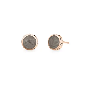 Detailed Circle Stud Cremation Earrings in 14K Rose Gold