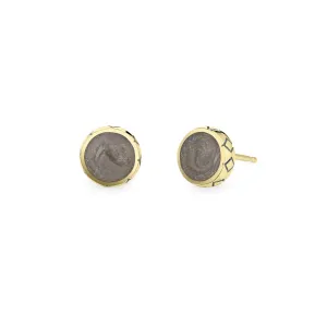 Detailed Circle Stud Cremation Earrings in 14K Yellow Gold
