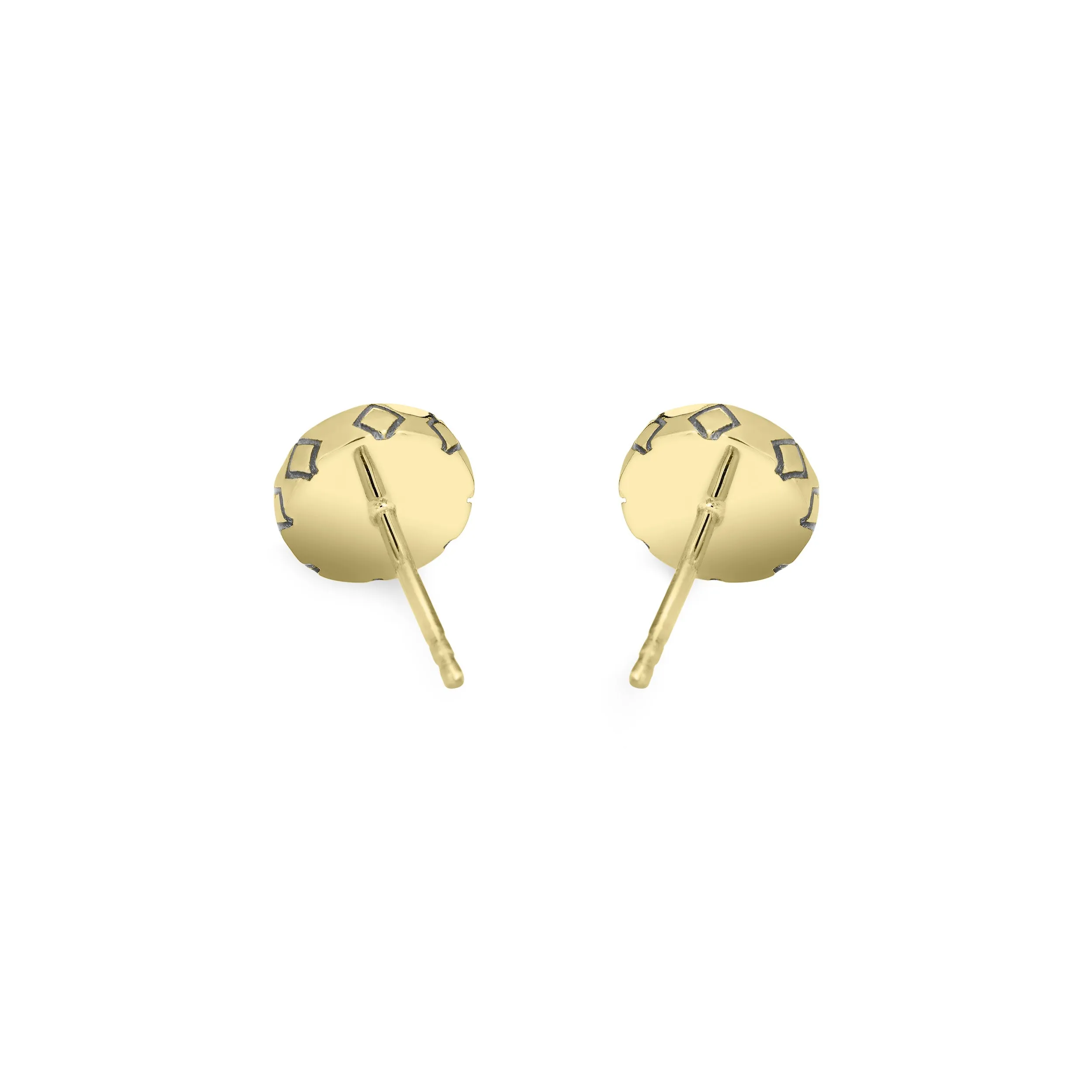 Detailed Circle Stud Cremation Earrings in 14K Yellow Gold