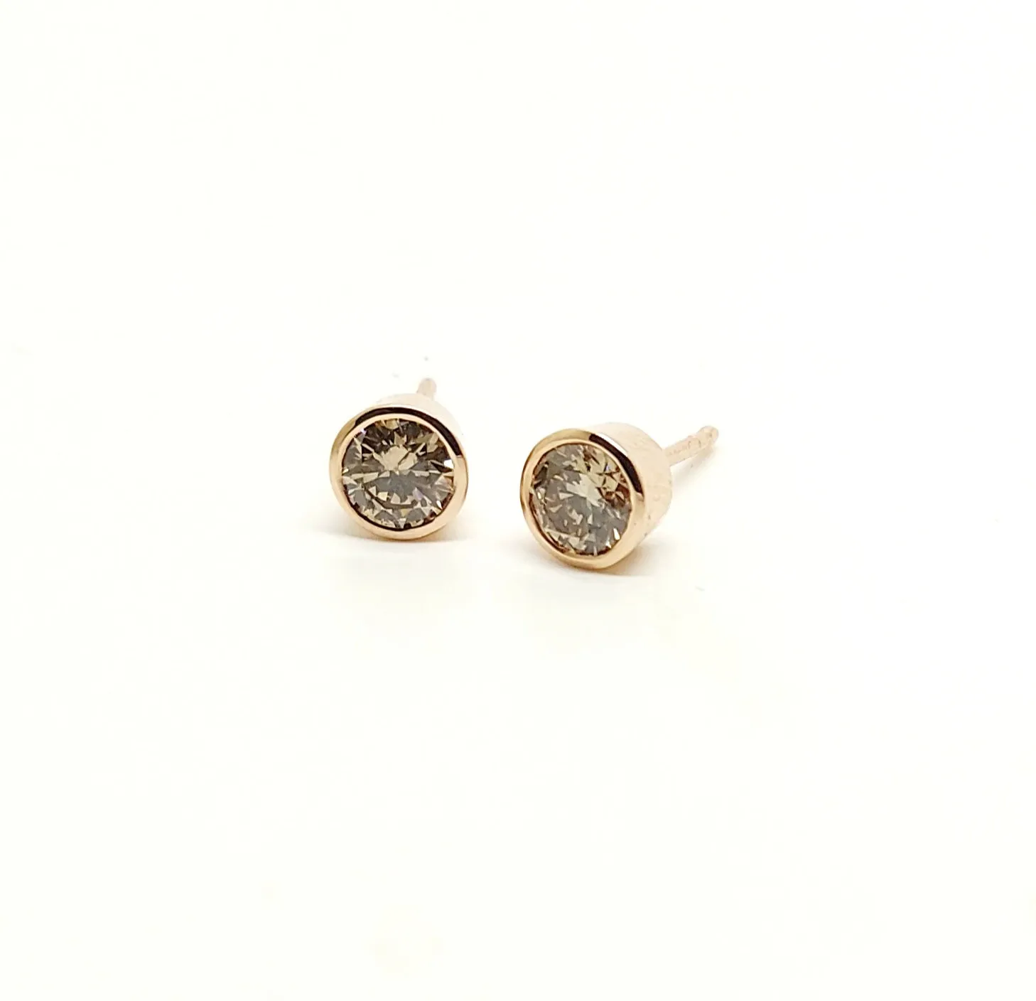 Diamond Bezel Set Stud Earrings in 14k Rose Gold (1.10  ct. tw.)