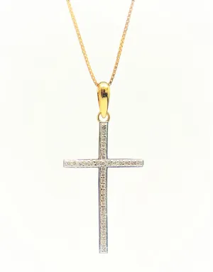 DIAMOND CROSS PENDANT IN 14K YELLOW GOLD