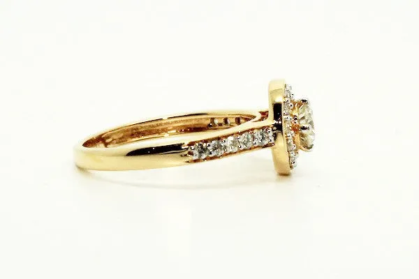 Diamond Halo Ring In Yellow Gold AD No. 0434