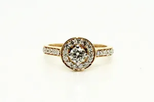 Diamond Halo Ring In Yellow Gold AD No. 0434