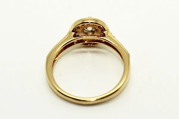 Diamond Halo Ring In Yellow Gold AD No. 0434