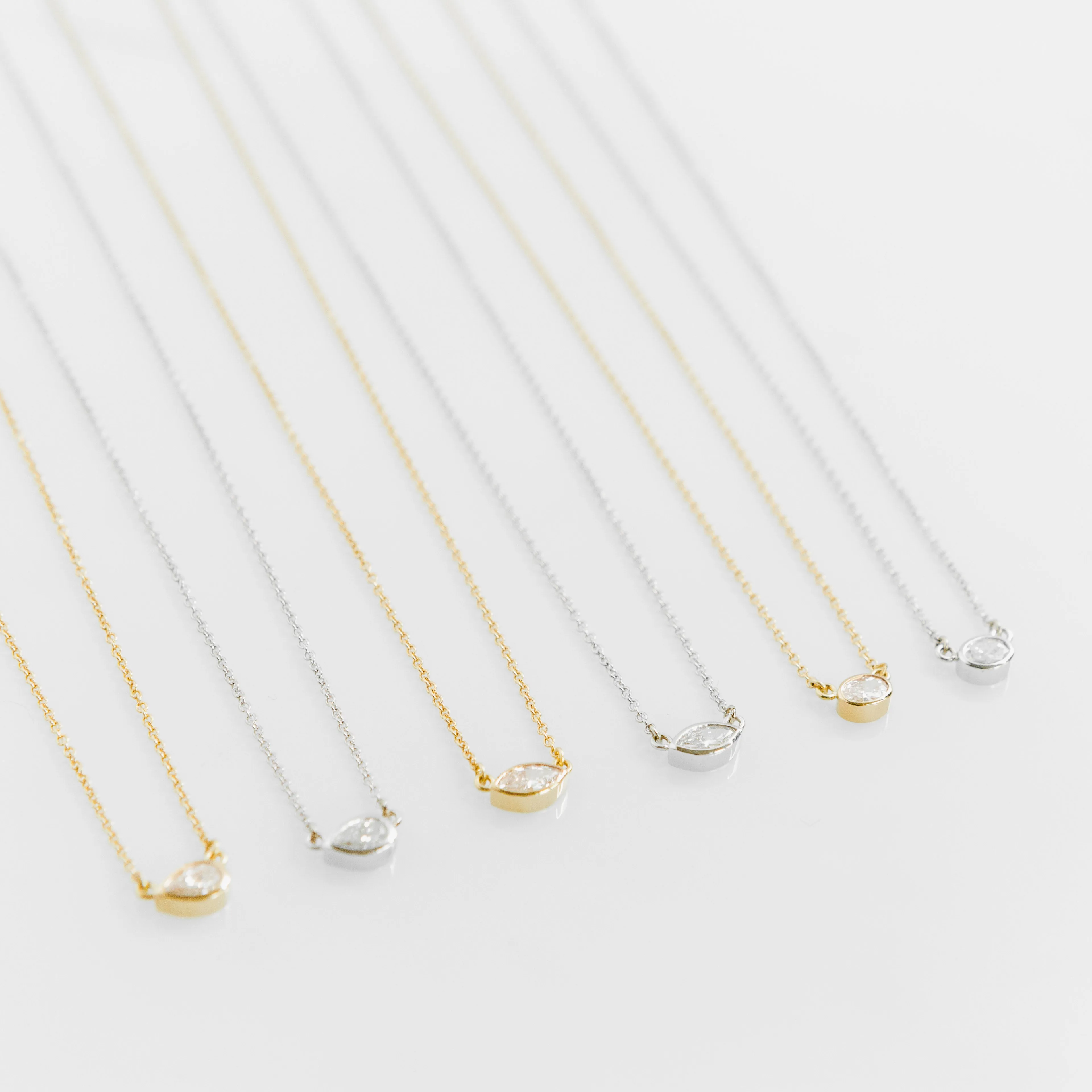 Diamond Layering Necklace No.2 - Marquise Diamond in 14k white Gold