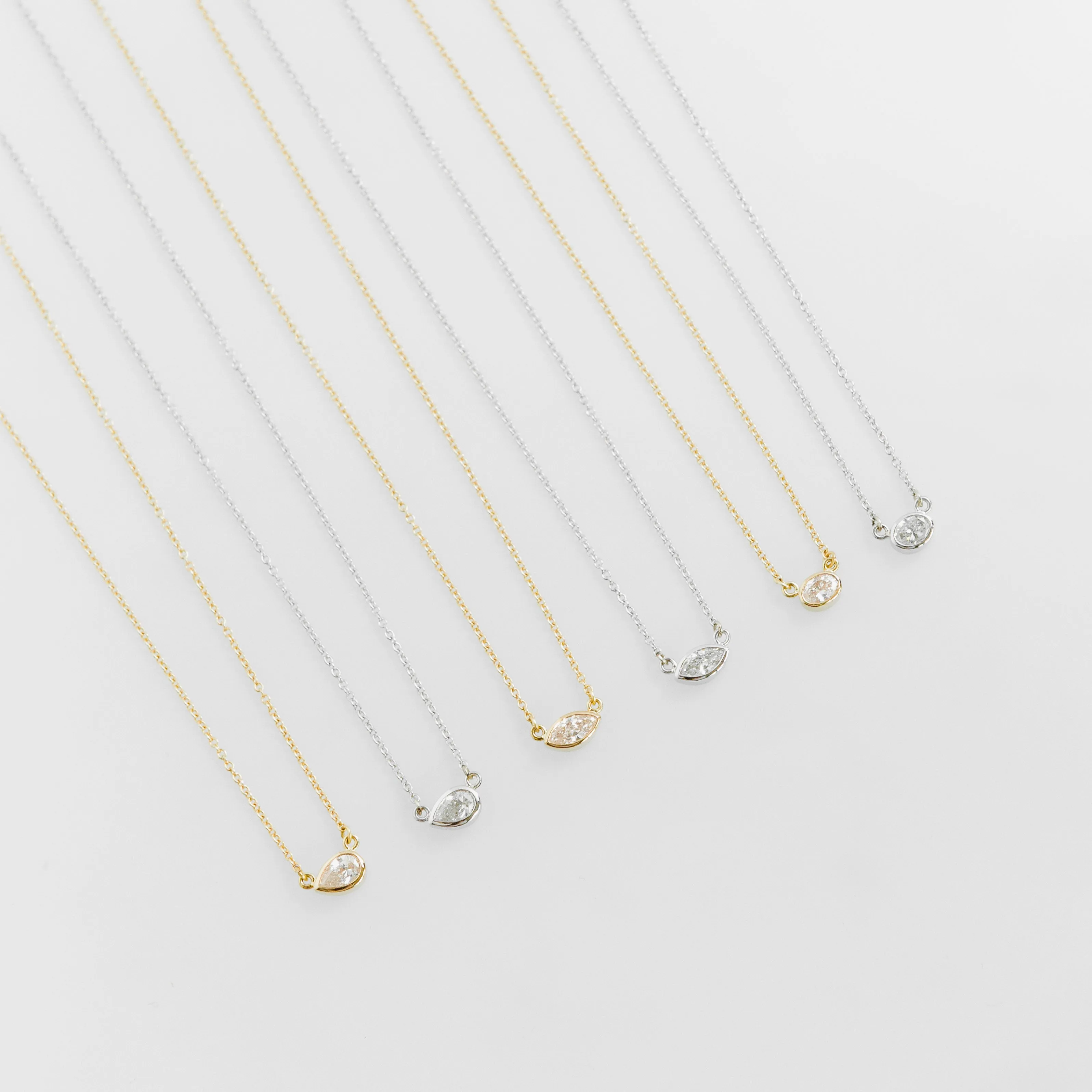 Diamond Layering Necklace No.2 - Marquise Diamond in 14k white Gold