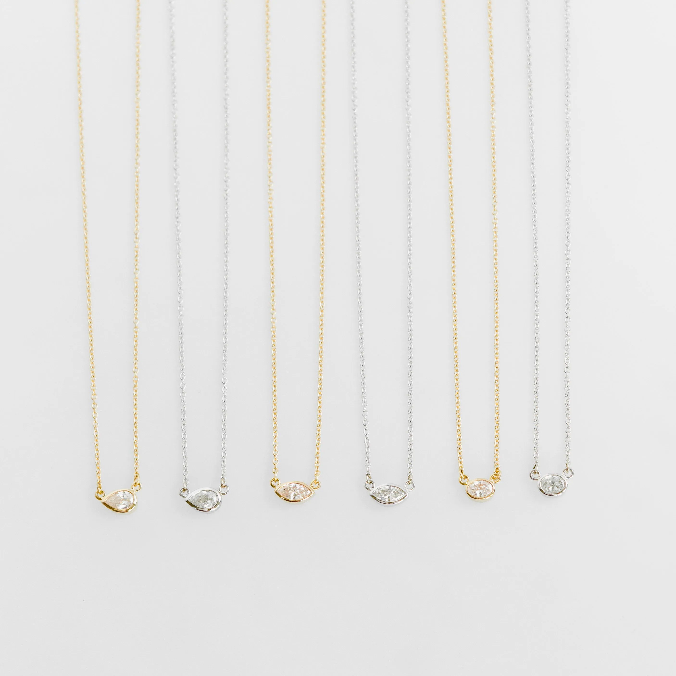 Diamond Layering Necklace No.2 - Marquise Diamond in 14k white Gold