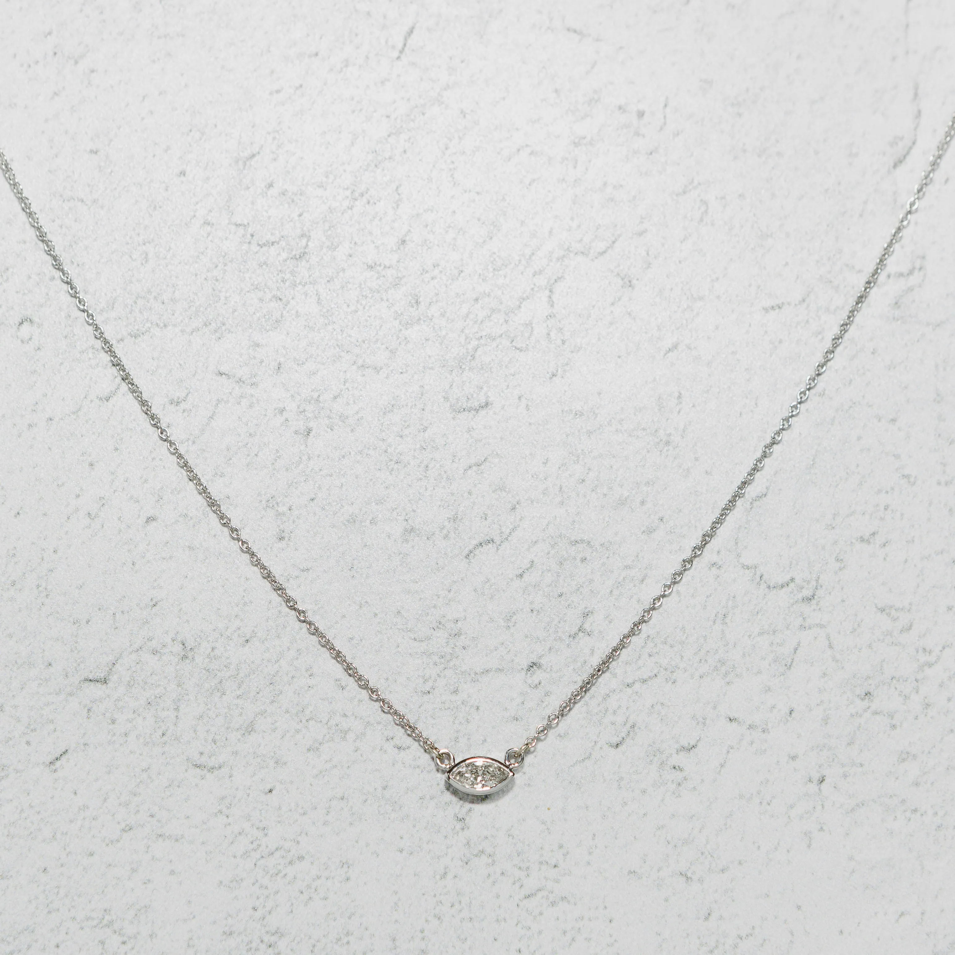 Diamond Layering Necklace No.2 - Marquise Diamond in 14k white Gold