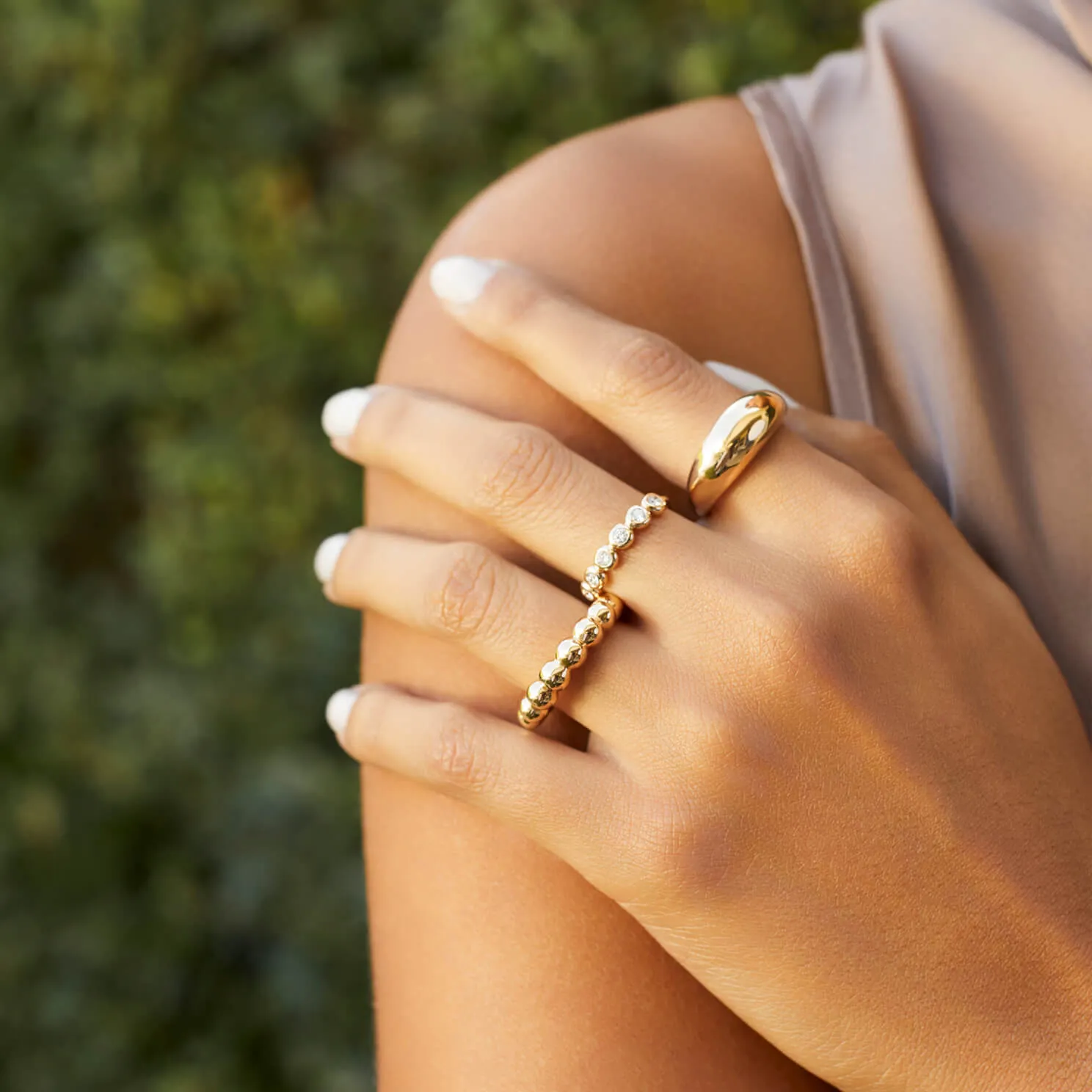 Diamond Pillow Stack Ring
