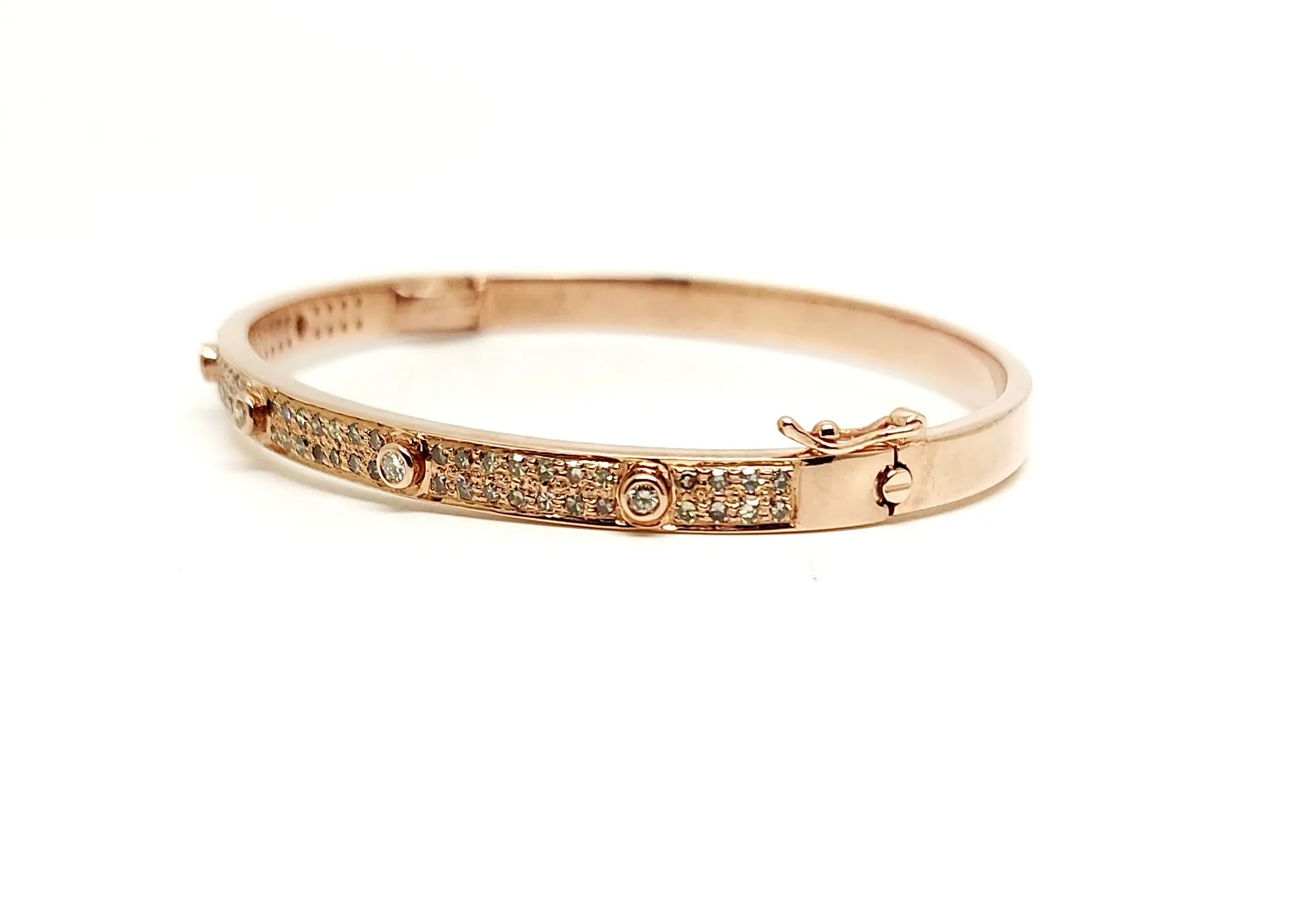 Diamond Station Bangle Bracelet in 14k Rose Gold