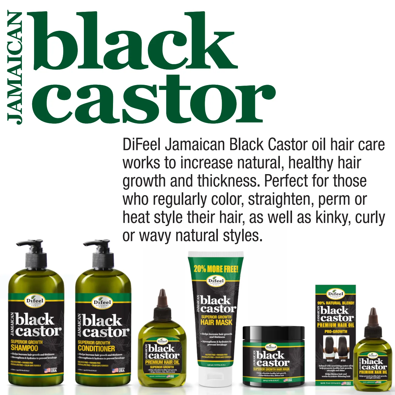 Difeel Jamaican Black Castor Leave-in Conditioning Spray 8 oz. - Large Bottle