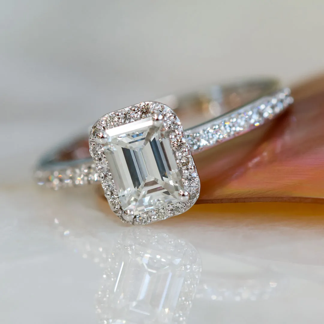 Dim Light - Natural Emerald Cut  Diamond Engagement Ring