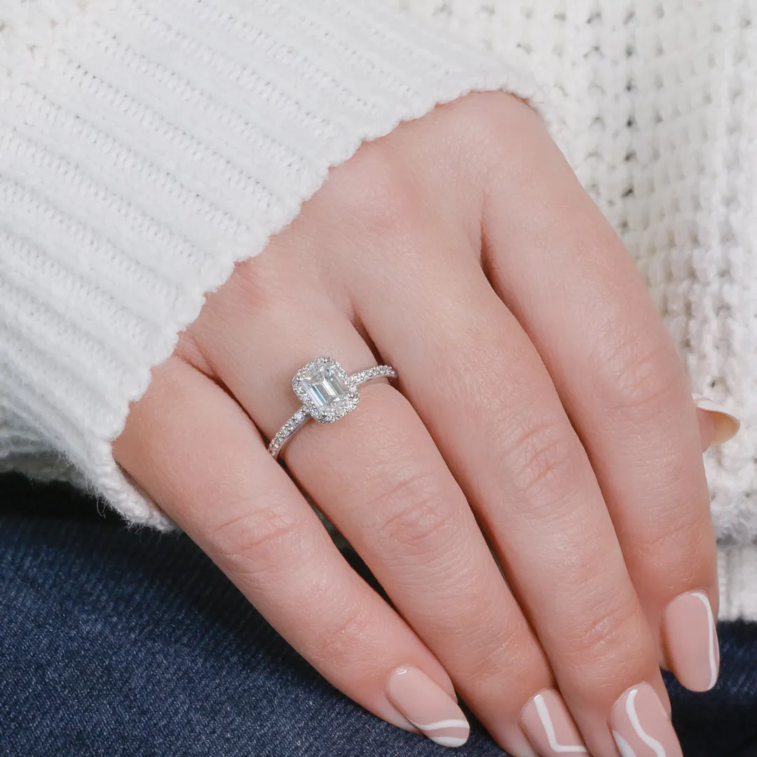 Dim Light - Natural Emerald Cut  Diamond Engagement Ring