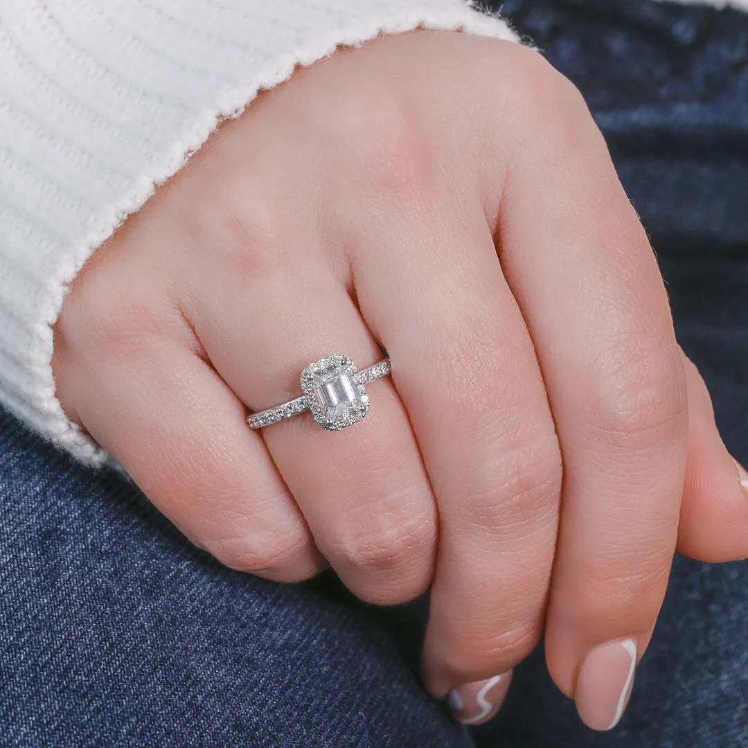 Dim Light - Natural Emerald Cut  Diamond Engagement Ring