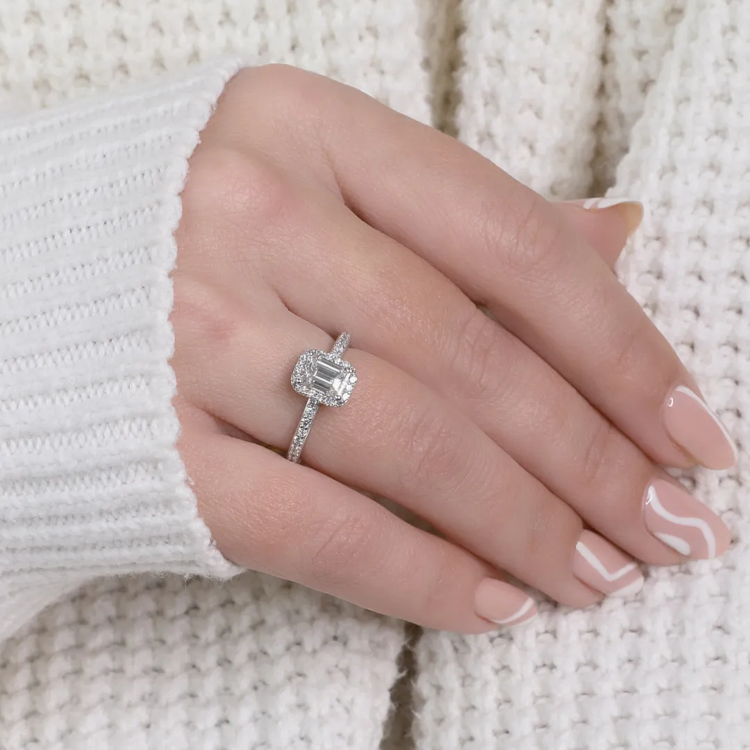 Dim Light - Natural Emerald Cut  Diamond Engagement Ring