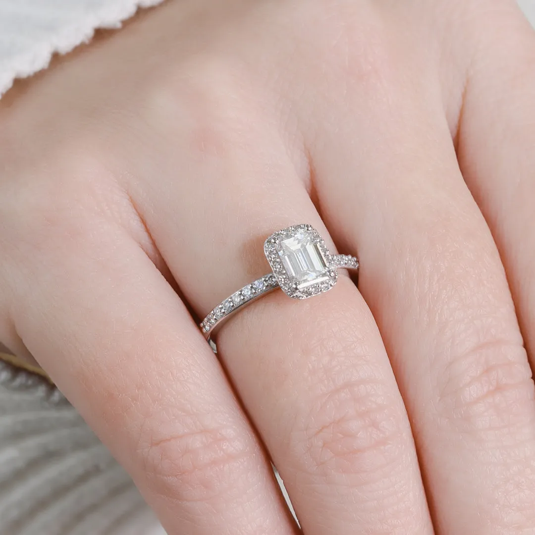 Dim Light - Natural Emerald Cut  Diamond Engagement Ring