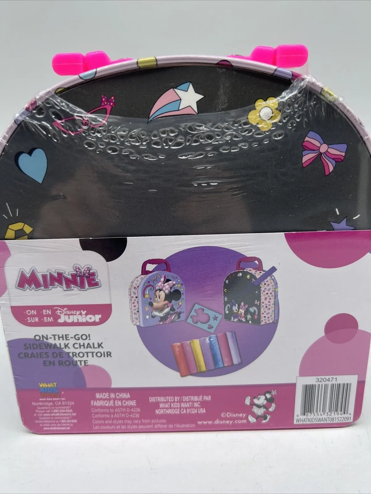Disney Minnie Mouse On The Go Sidewalk Chalk & Stencil Kit Tin Case No Handle