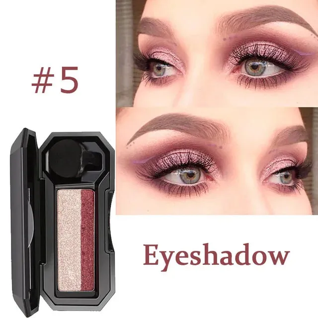 DNM Double Color Lazy Eyeshadow with Mirror Small Mushroom Head Eye Shadow Brush Women Waterproof Two-color Eye Makeup Cosmetics