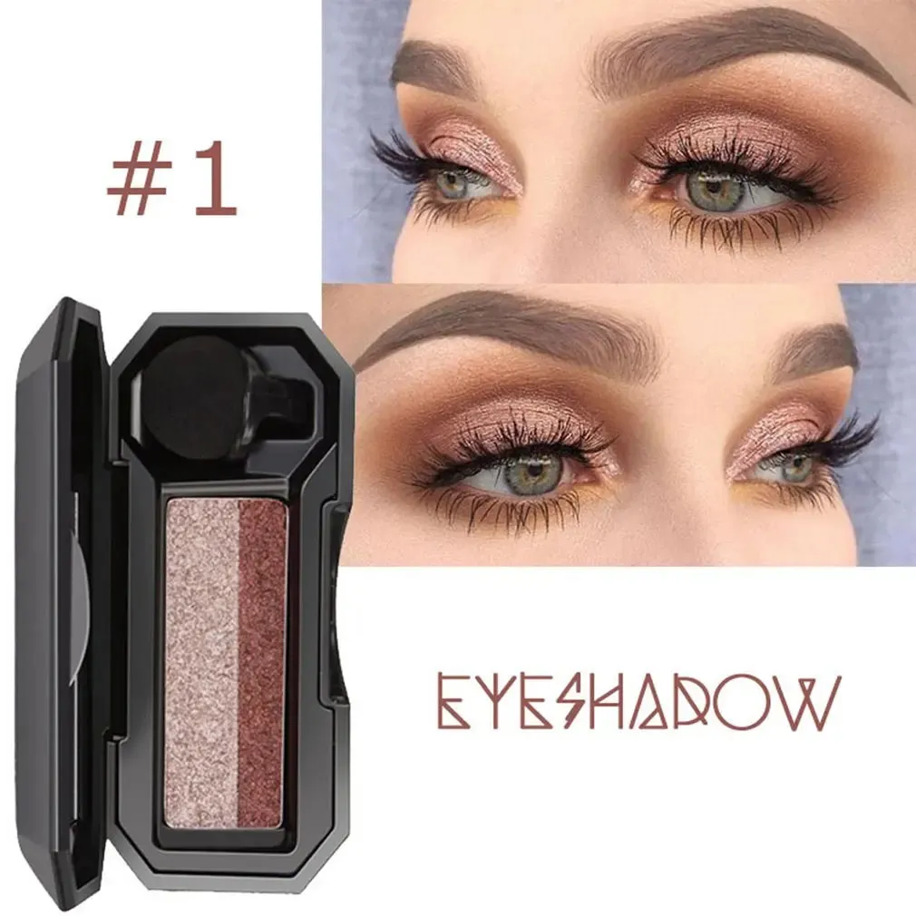 DNM Double Color Lazy Eyeshadow with Mirror Small Mushroom Head Eye Shadow Brush Women Waterproof Two-color Eye Makeup Cosmetics
