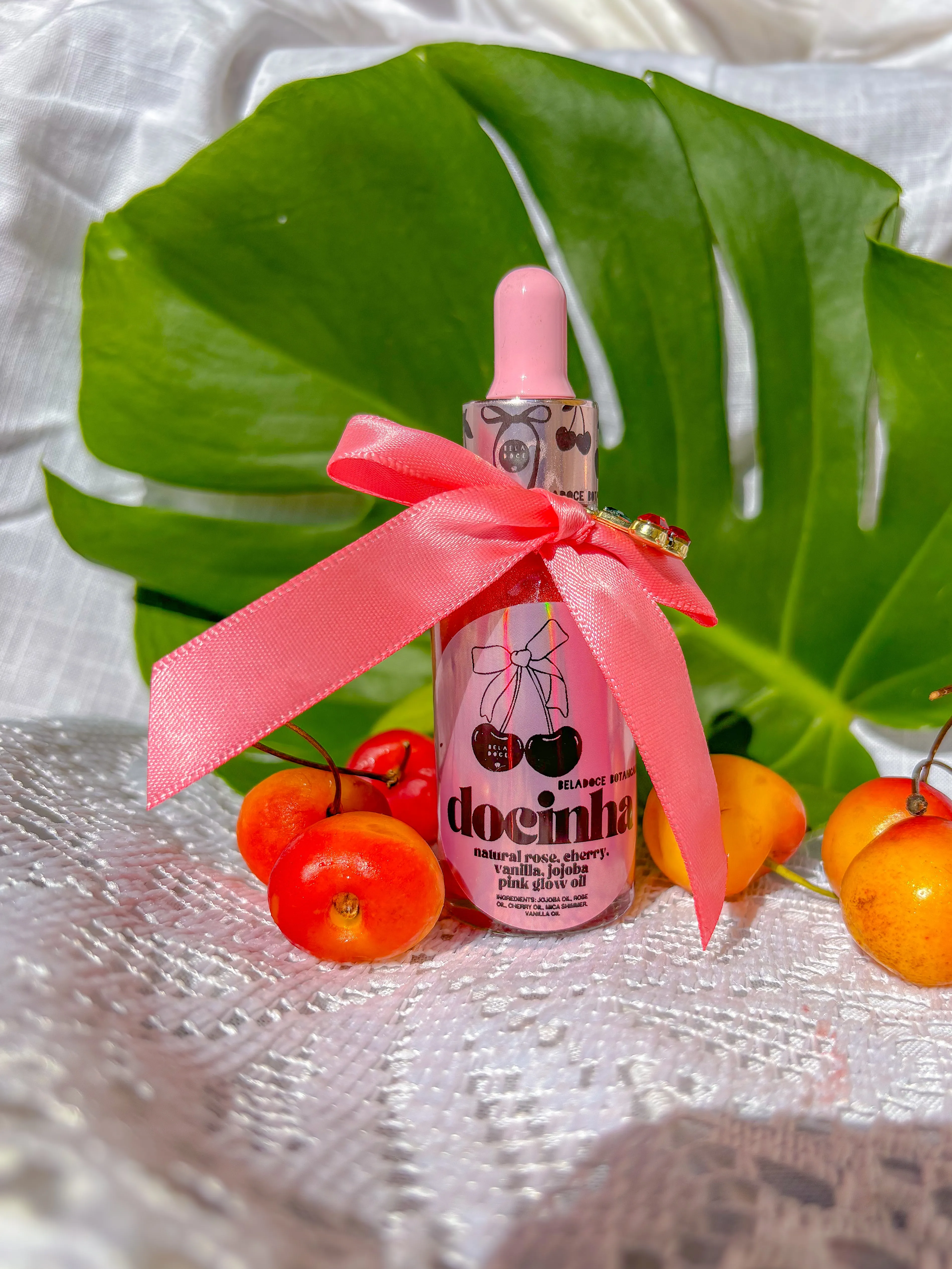 Docinha Cherry Rose Vanilla Pink Glow Oil Illuminating Drops (face   body)