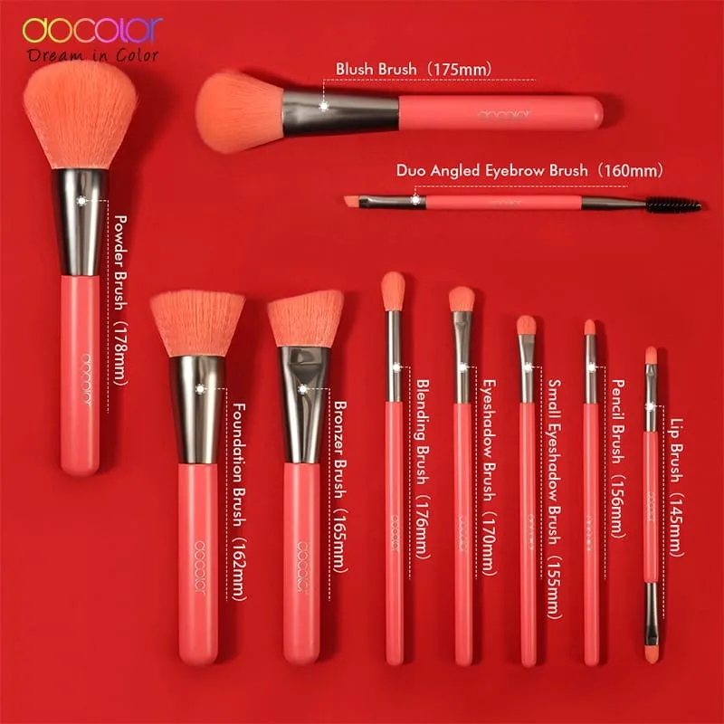 Docolor 10 Pieces Neon makeup brush set 