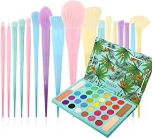 Docolor 17Pcs Colorful Makeup Brushes Set   48Colors BOOM Eeyshadow Palette, Ultra Pigmented Matte Shimmer Metallic Natural Blendable Cream Powder Long Lasting Waterproof Make Up Eye Shadow Palettes